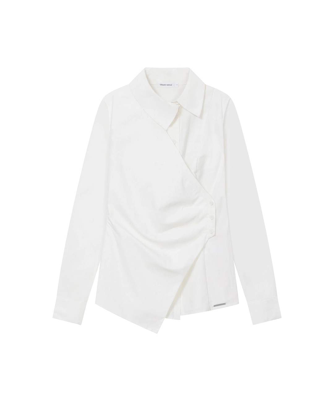 미세키서울 Wrap pleats button shirt WHITE 상품 이미지 1