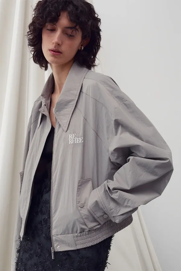 LOGO-EMBELLISHED BOMBER JUMPER KHAKI BEIGE