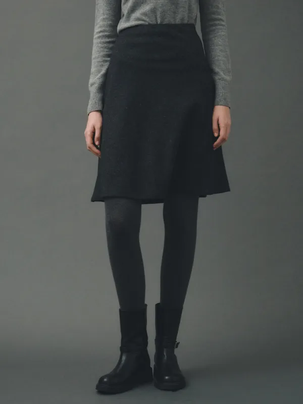 Amy Wool Flare Skirt_Charcoal