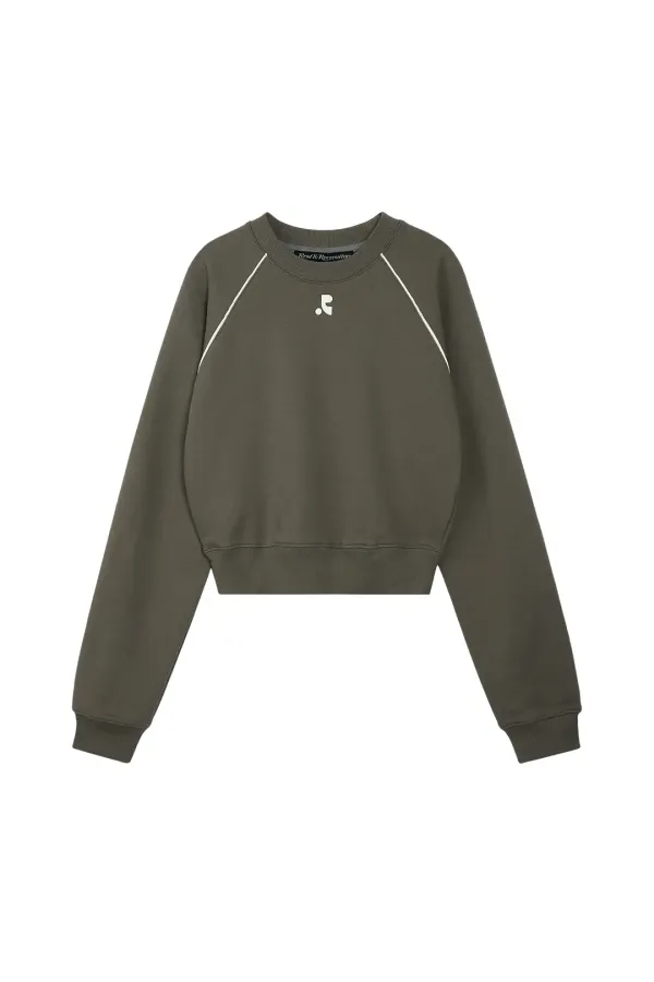 CROPPED RAGLAN SWEATSHIRT - DARK GREY