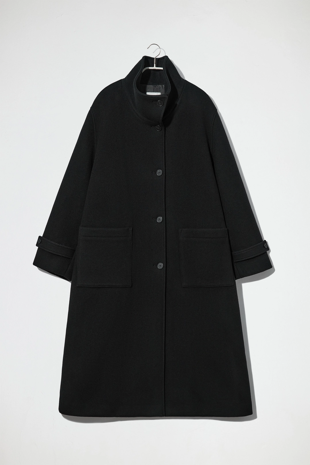 엔오르 OVERSIZED HIGH NECK WOOL LONG COAT - BLACK 상품 이미지 1