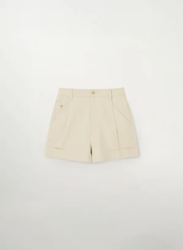 (W) Pocket Cotton Chino Shorts - Beige