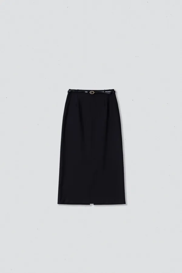 42542_Belted straight skirt