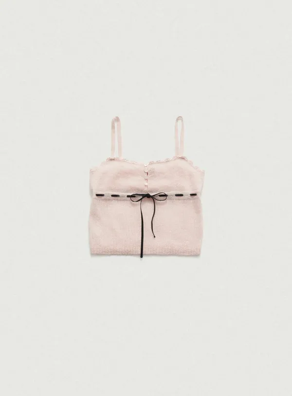 Plery Lace Knit Sleeveless Top_Light Pink