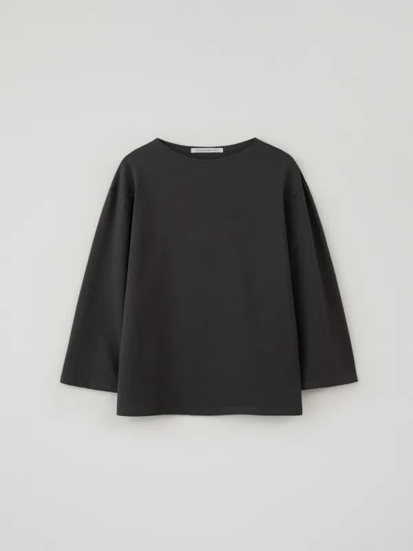 Essential Cotton Boatneck Tee(Charcoal Gray)