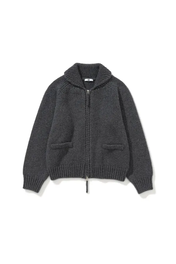 Basic Knit Zip-up Charcoal