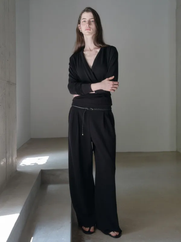 SANDRA HIGH STRETCH WIDE PANTS_BLACK