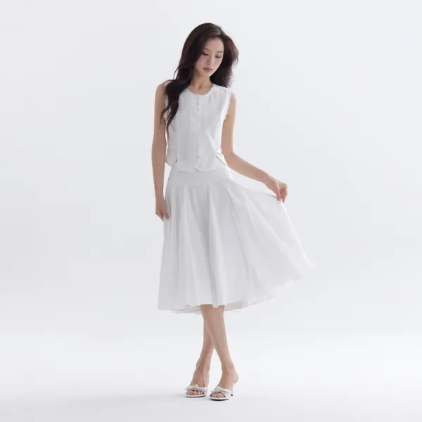 Poem Chiffon Flare Skirt (Ivory)