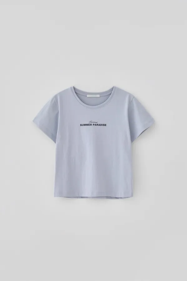 T/T Summer paradise crop t-shirt (blue gray)