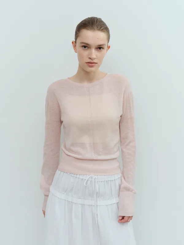 TVS WHOLEGAMENT WOOL SHEER KNIT_PINK