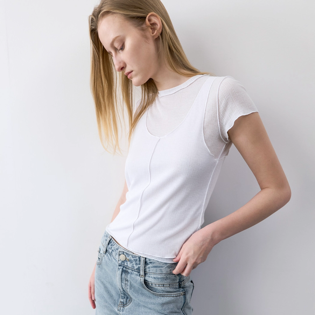 아뜰리에 나인 (T-7226)AN INTERLOCK LAYERED SET TEE 상품 이미지 1