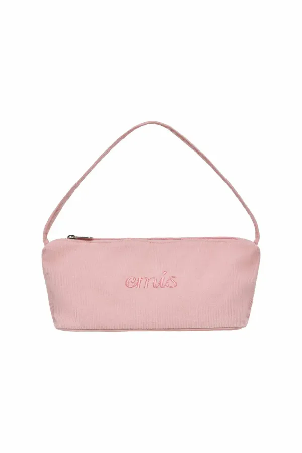 CORDUROY DAILY LONG HOBO BAG-PINK