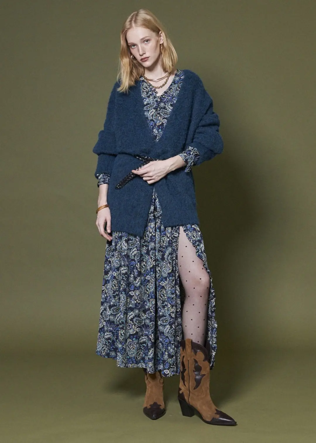 메종드이네스 MOHAIR OVERSIZED CARDIGAN _BLUE 상품 이미지 1