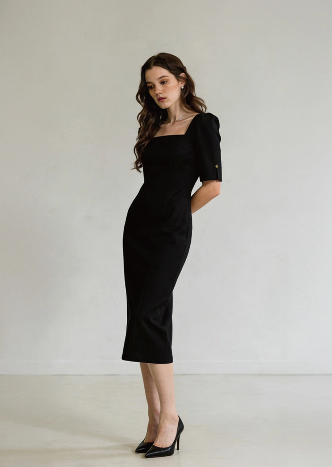 아노에틱 ANC SQUARE NECK SLIM DRESS_BLACK 상품 이미지 2