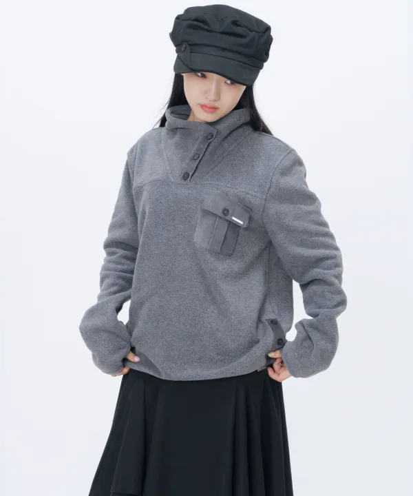 [10월 19일 발매] Button fleece pullover CHARCOAL
