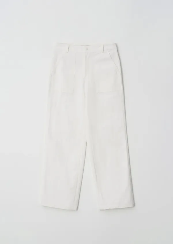 cotton fatigue pants-ivory