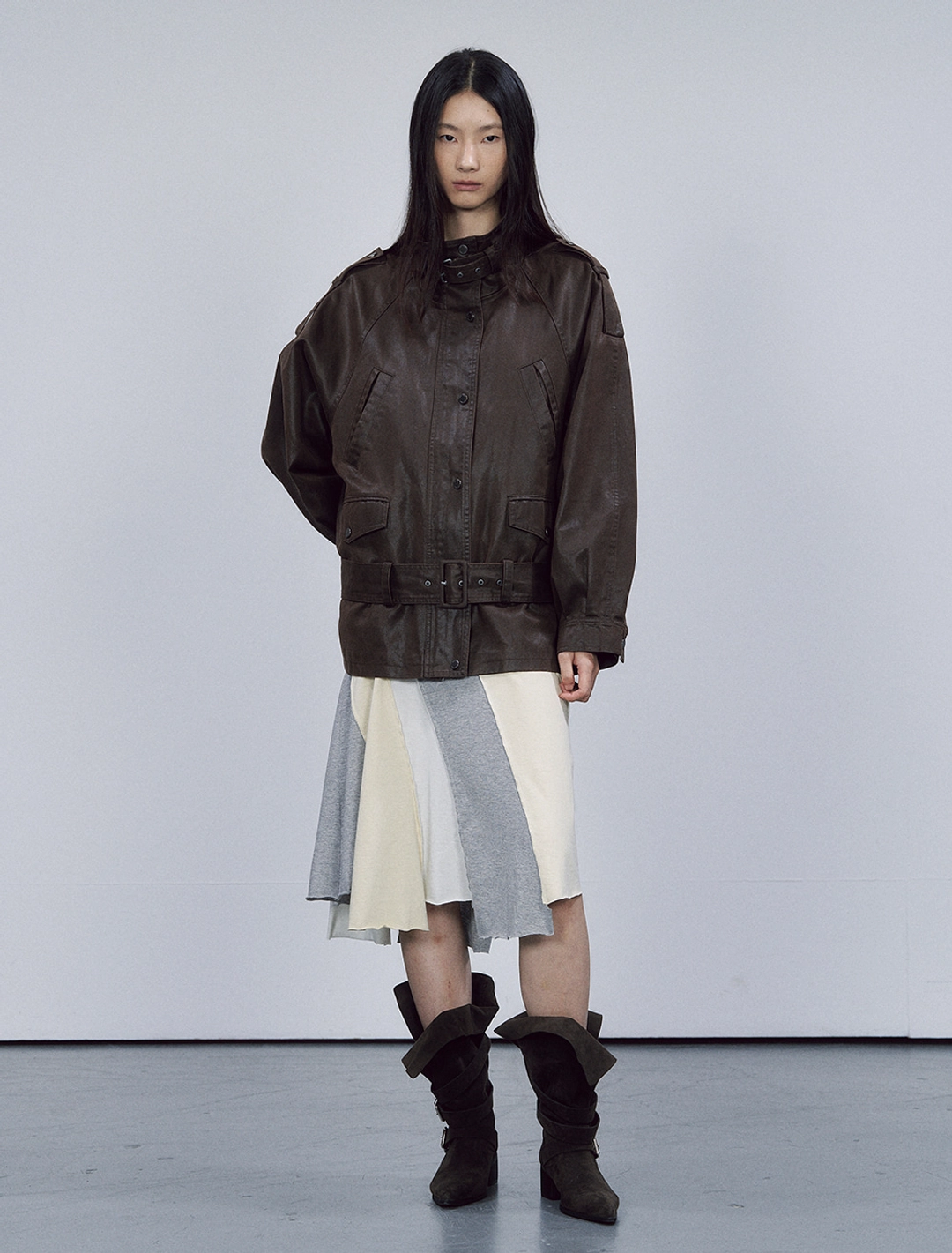 솔티페블 LOW-WAIST BELTED JACKET [BROWN] 상품 이미지 1