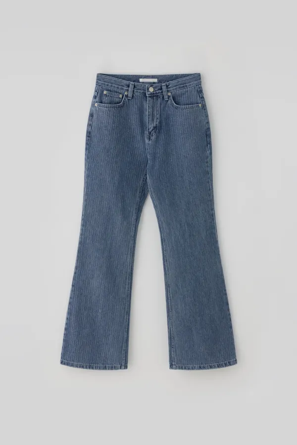 (2nd re-stock) T/T Slim stripe bootcut denim (blue)