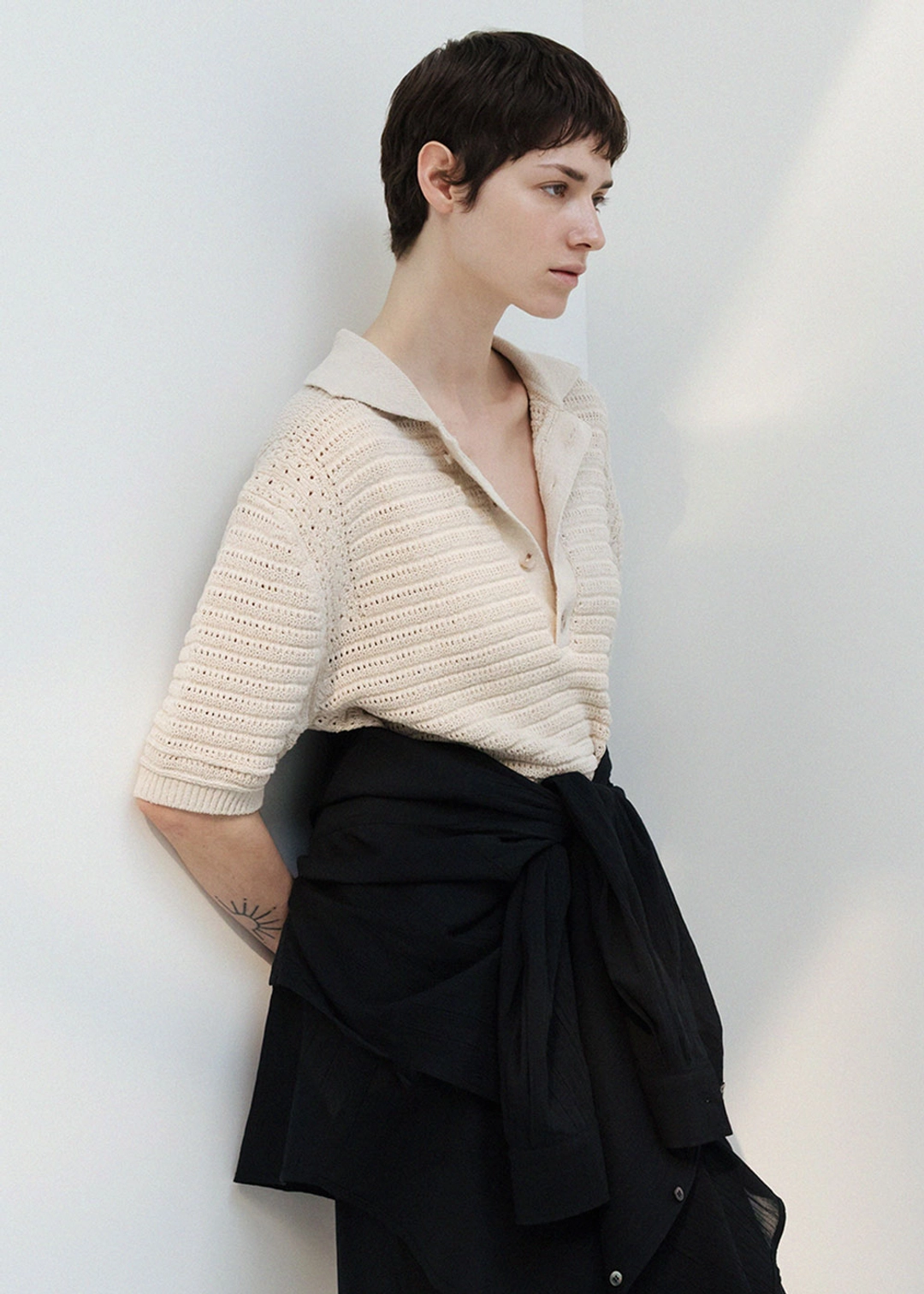 우마뭉 Paper & boucle crochet collared pullover_Natural 상품 이미지 2