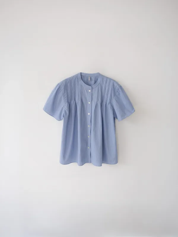 Elia Stripe Pintuck Blouse (Blue)