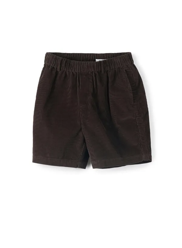 Puckering Corduroy Shorts_Brown