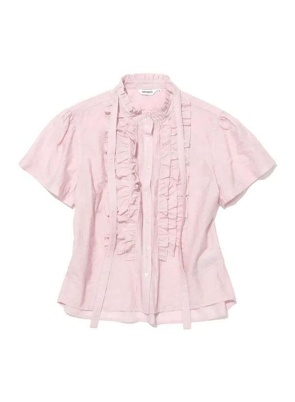 [WOMEN] SCARF RUFFLE PINTUCK BLOUSE_PINK