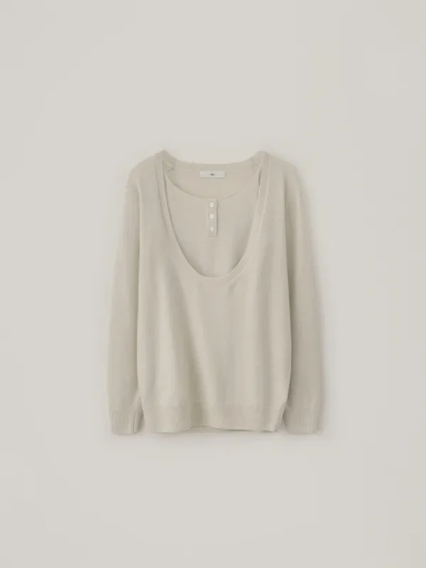 [10.7 예약 배송] Nora Deep U-Neck Knit Set - Ivory
