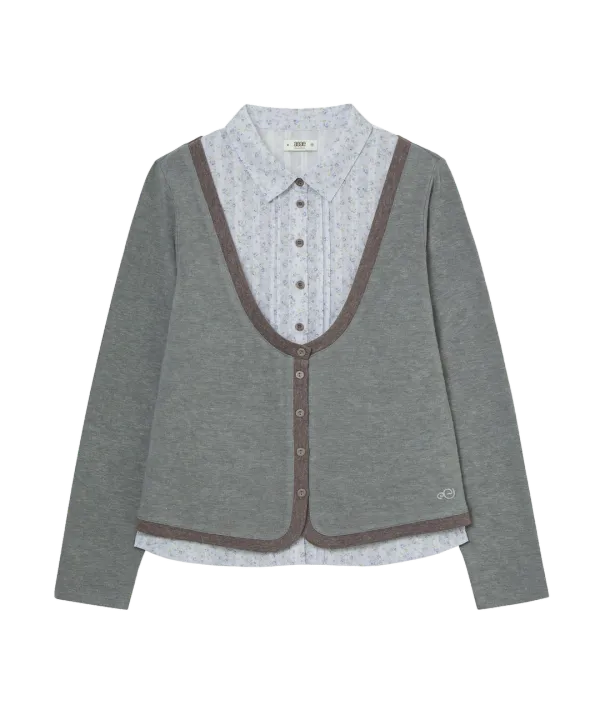SHIRTS LAYERED CARDIGAN [GREY]