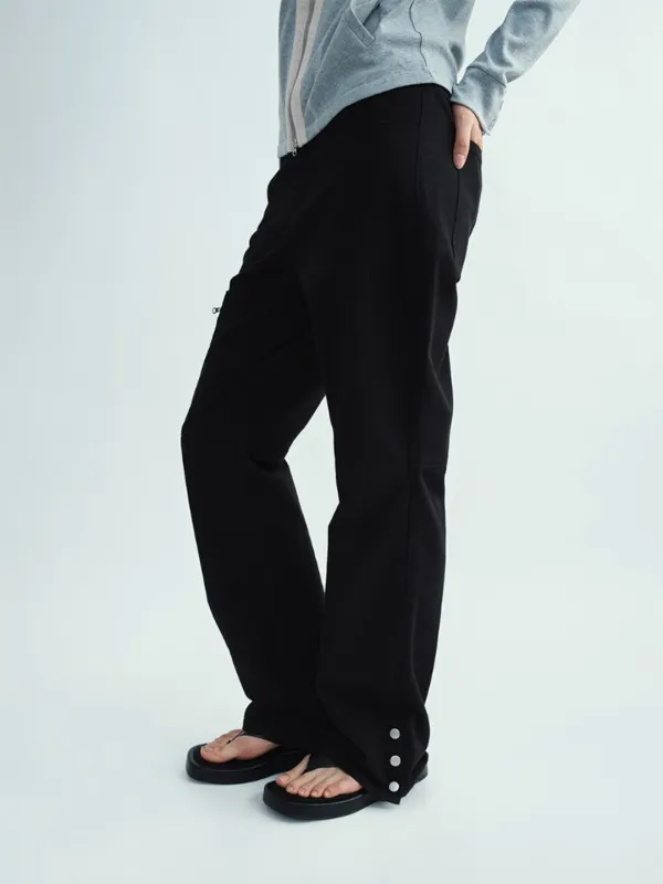 Side Button Silhouette Pants [Black]