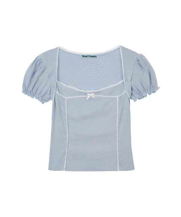 Lace Line Puff T-shirt [Sky Blue]