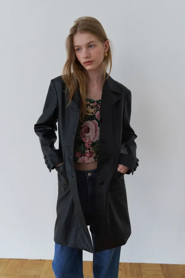 [9/23 PRE-ORDER] VINTAGE TAILORED LEATHER COAT_BLACK
