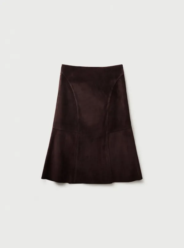 CURVE LEATHER SKIRT - DEEP PLUM