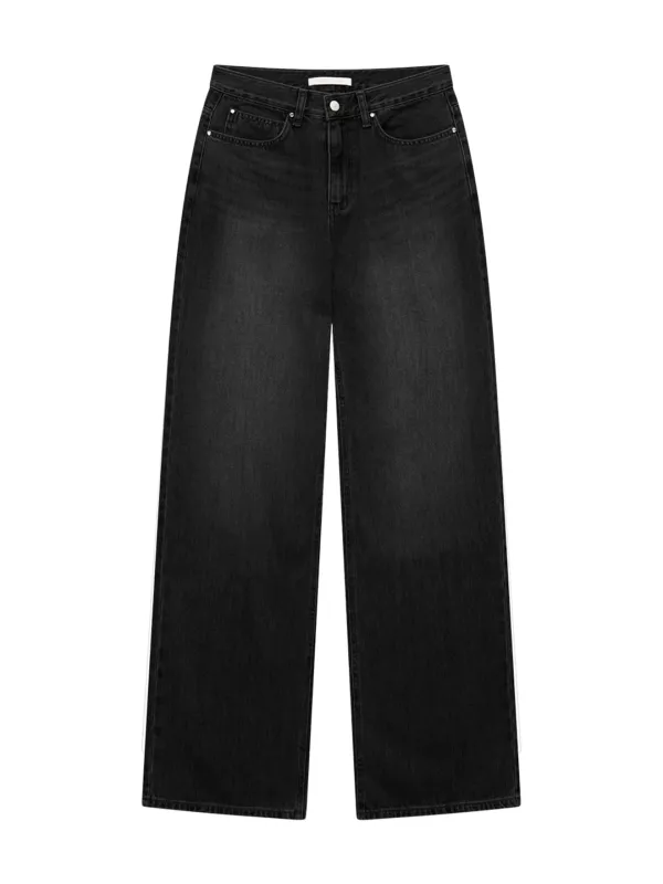 RIVET WIDE DENIM PANTS (BLACK)