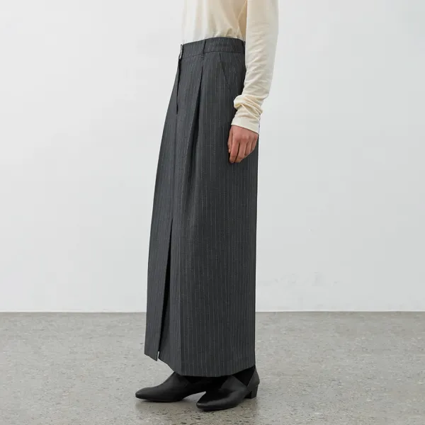 (SK-5044)ESSENTIAL STRIPE TUCK LONG SKIRT