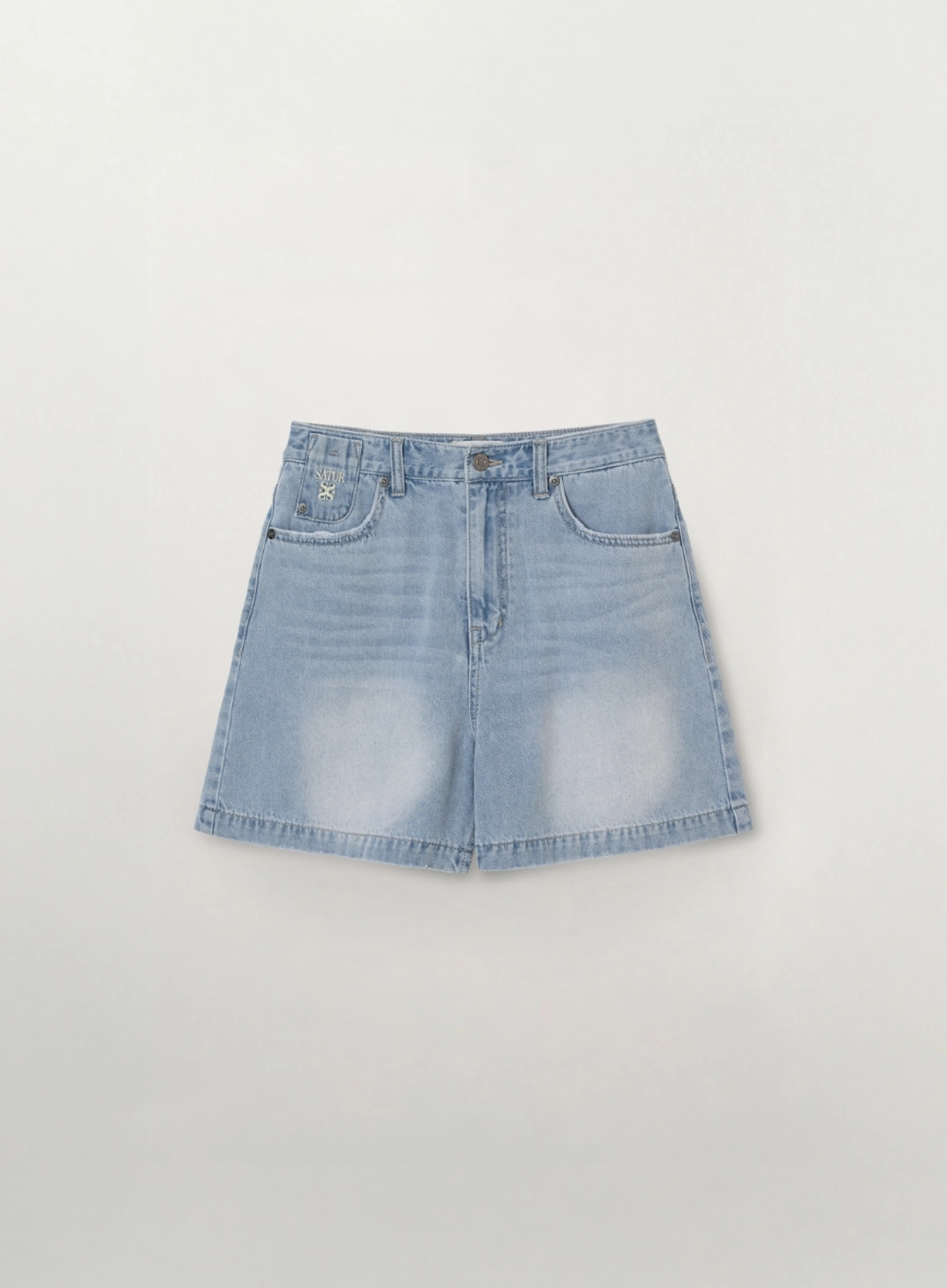 세터 (W) Washed Denim Shorts - Light Blue 상품 이미지 1