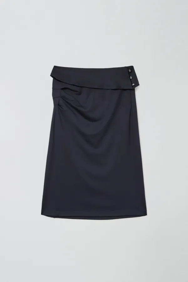 PIN TUCK JERSEY SKIRT_NAVY
