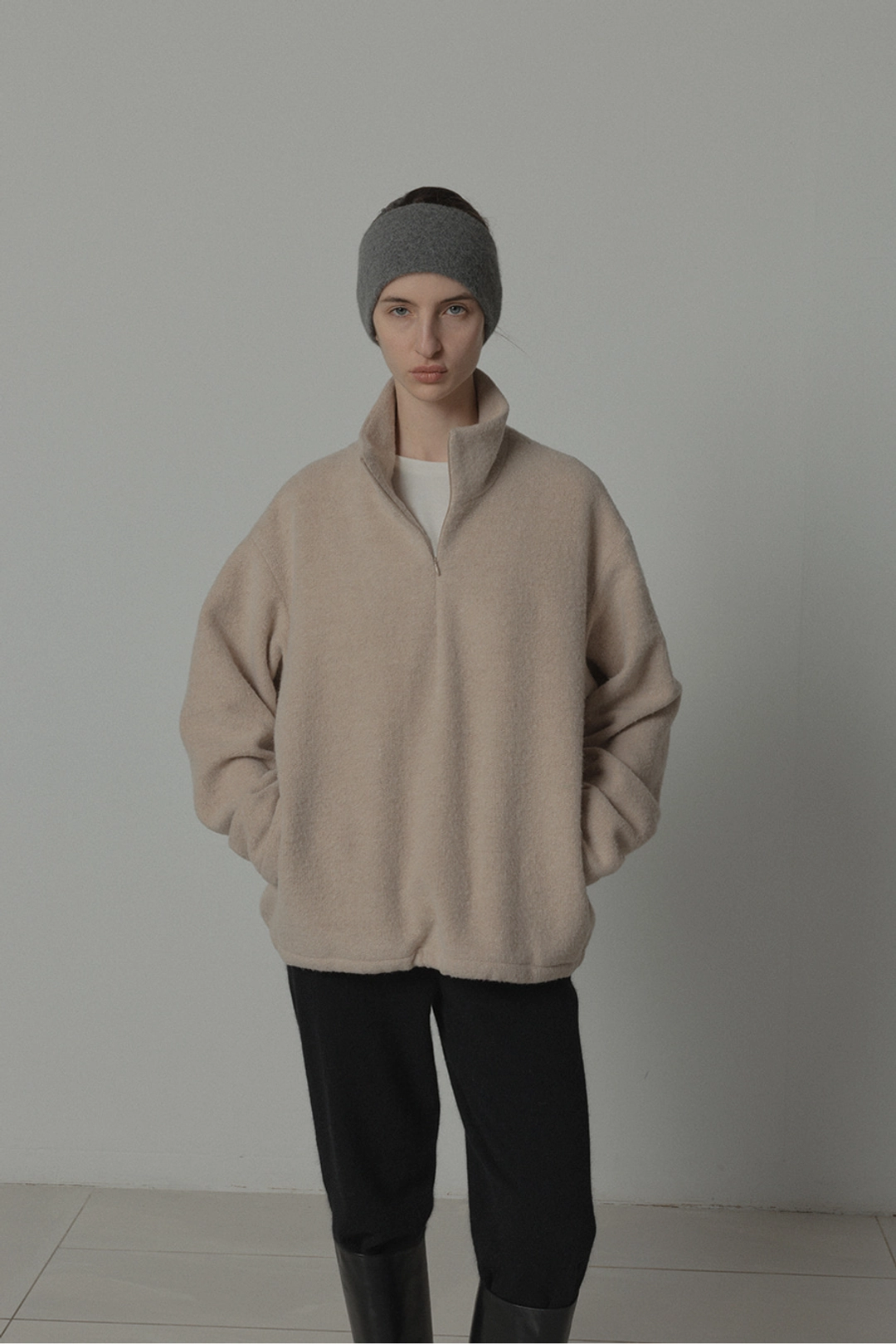 르917 FLEECE HALF-ZIP TOP [BEIGE] 상품 이미지 2