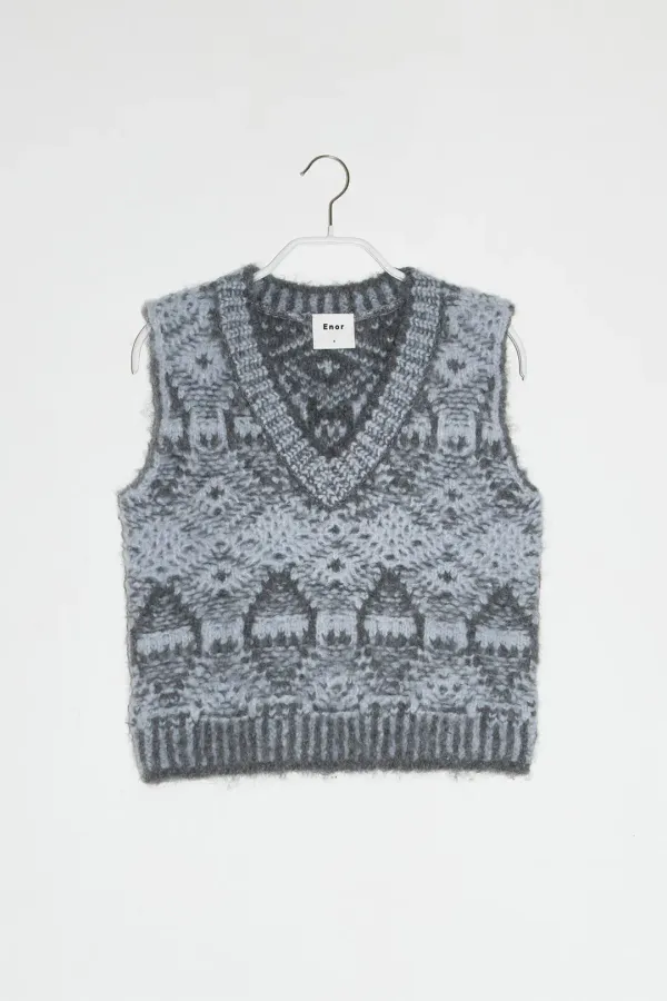 SUPERFINE ALPACA NORDIC VEST - GREY