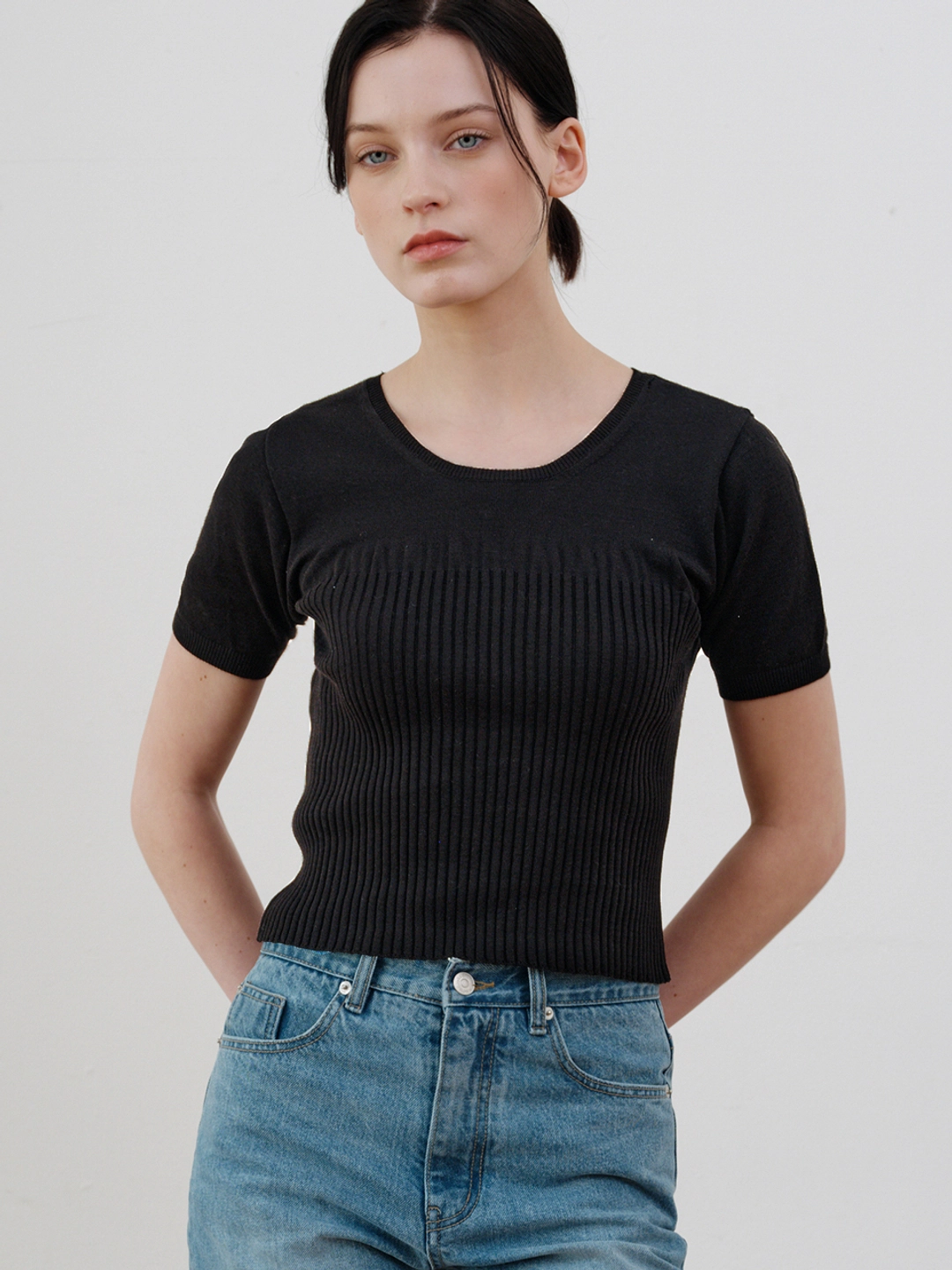 아워코모스 comos 1119 bustier structure knit (black) 상품 이미지 1