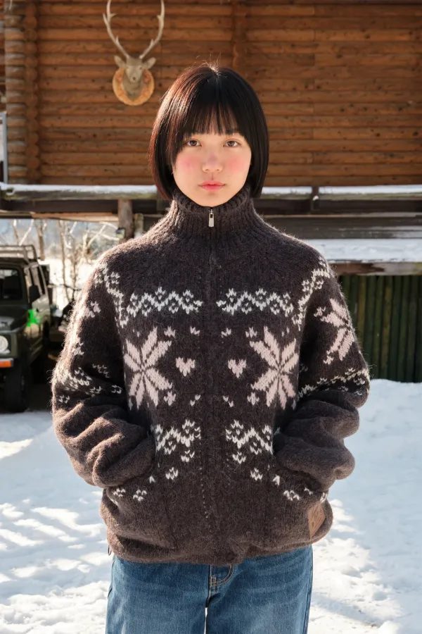Igloo Nordic Knit Zip-Up Jumper - Charcoal