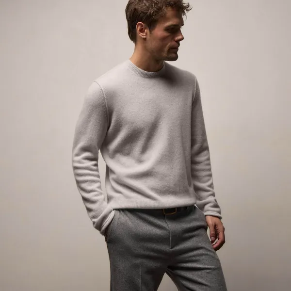 Soft Featherweight Cashmere Crew - Grey Glacier