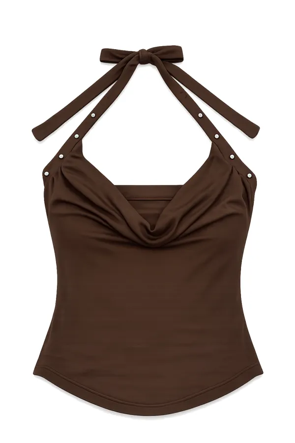 DOT HOOK TOP (BROWN)
