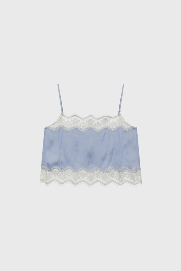 [Exclusive] Lace-Trim Sleeveless (Ivory / Light Gray / Blue)
