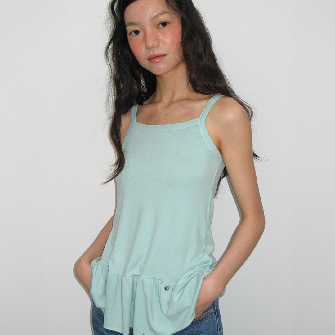 론론 PENDANT RUFFLE LAYERED SLIM SLEEVELESS MINT 상품 이미지 2