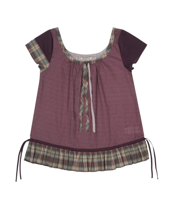 STRAP SHIRRING BLOUSE PURPLE