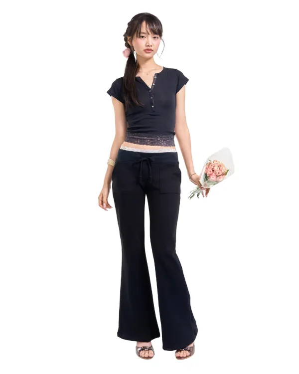LACE BANDING SWEATPANTS [BLACK]