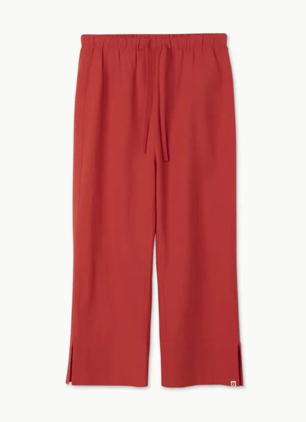 Linen crop pants_Red