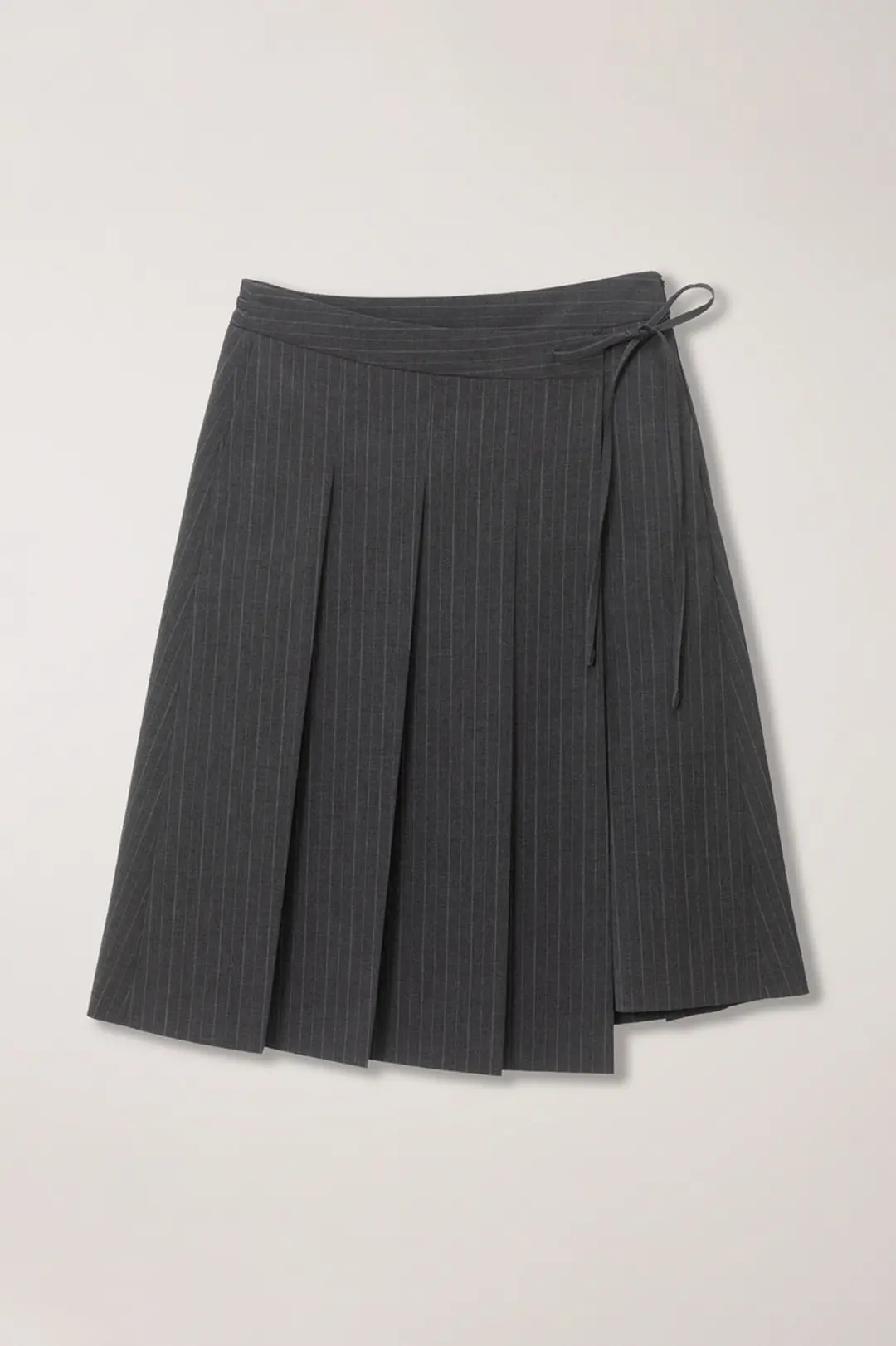 던스트 RIBBONED WIDE PLEATS SKIRT GREY STRIPE 상품 이미지 1