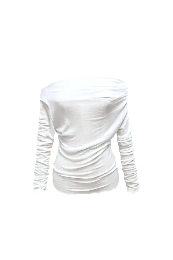 ELIN DRAPE OFF-SHOULDER TOP / WHITE
