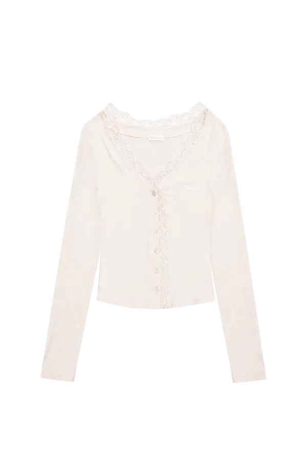 Cream donuts sheer cardigan, Milk Tea